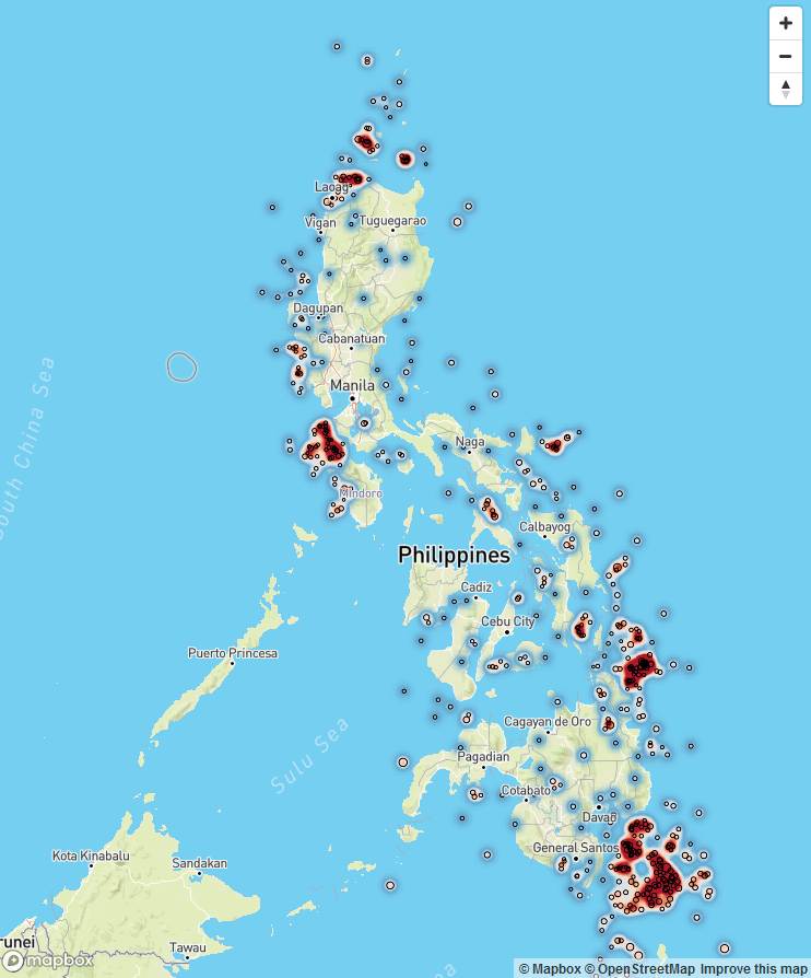 The overview - the heat map shows centers of seismic acitivity